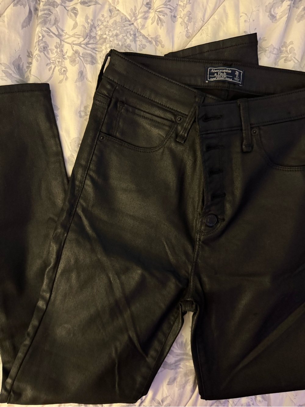 Abercrombie & Fitch Black Coated Skinny Jeans - Button Fly